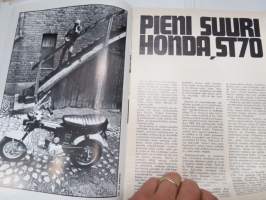 MP-sport 1972 nr 1, Rudge, Honda ST70, Ohjausgeometriaa, Kale Vehkonen / Montesa, Konnevesi Järata-ajot, SM-kelkkailua, BSA 650 Thunderbolt, Maico RS 6/2, Ski-Doo