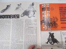MP-sport 1972 nr 1, Rudge, Honda ST70, Ohjausgeometriaa, Kale Vehkonen / Montesa, Konnevesi Järata-ajot, SM-kelkkailua, BSA 650 Thunderbolt, Maico RS 6/2, Ski-Doo