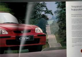Honda Civic 3 D Hatchback myyntiesite  1995. Sivuja 28. Tekniset tiedot, maaliväriehdot ja  verhoilutietoja ym.