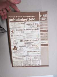 Varsinais-Suomen ja Ahvenanmaan puhelinluettelo 1984 1 VARS - Egentliga Finlands och Ålands Telefonkatalog 1984