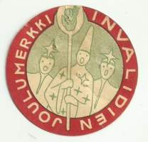 Invalidien Joulumerkki   -  rintamerkki  pahvia