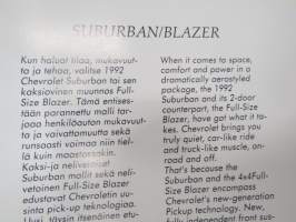 Chevrolet Suburban / Blazer 1992 -myyntiesite / sales brochure