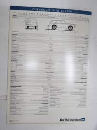 Chevrolet Blazer S-10 -myyntiesite / sales brochure