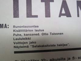 Vähäkkälän (Vähikkälä?) työväenyhdistys &quot;Yritys&quot; arpajaiset ja iltama 1943 -juliste / poster