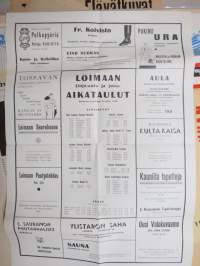 Loimaa ympäristöineen Linja-autoaikataulu kesäkuun 15 p:stä 1940 - asemilla ja keskeisillä paikoilla ollut aikataulu -juliste / poster - bus timetable