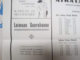 Loimaa ympäristöineen Linja-autoaikataulu kesäkuun 15 p:stä 1940 - asemilla ja keskeisillä paikoilla ollut aikataulu -juliste / poster - bus timetable