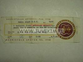 Raunistulan Apteekki Turku 4.7.1964 -apteekkisignatuuri