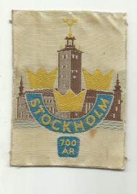 Stockholm  -  vanha hihamerkki, matkailumerkki  kangasmerkki