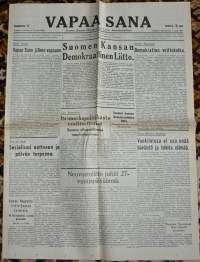 Vapaa sana  marraskuun. 7 p:nä 1945 Näköispainos sodan lehdet