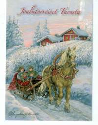 Marja Liisa Pitkärannan piirtämällä kortilla voi  toivotella Hyvää joulua Turusta. Tai kartuttaa Pitkärantakeräilyä. Kortin luettelo numero 2277/ i.