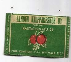 Lahden Kauppakeskus Oy -  tulitikkuetiketti