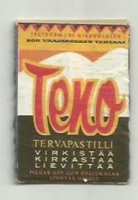 Teno tervapastilli -  tulitikkuetiketti