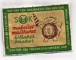 SOK makeiset  -  tulitikkuetiketti