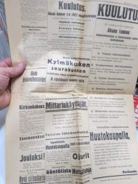 Toijalan Sanomat 29.11.1924 -sanomalehti