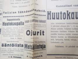 Toijalan Sanomat 29.11.1924 -sanomalehti