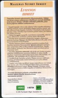 Maailman suuret ihmeet, 1993. 3:n VHS-kasetin boksi. 1. Ihmisen rakentamat ihmeet. 2. Luonnon ihmeet. 3. Pyhät ja salaperäiset ihmeet.