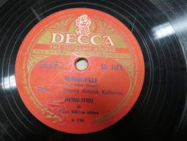 Decca SD 5173 Justeeri ja Toivo Kärjen yhtye Tukkilaisrakkautta / Metro-tytöt ja Toivo Kärjen yhtye Veturi-Ville -savikiekkoäänilevy / 78 rpm record