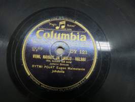 Columbia DY 121 Rytmi Pojat Viini, naiset ja laulu / Ruusuja etelästä - savikiekkoäänilevy / 78 rpm record