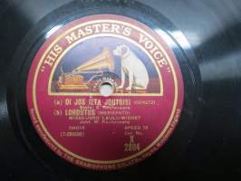 &quot;His Master´s Voice&quot; X 2804 Armaasta erotessa / Oi jos ilta joutuisi / Lohdutus - savikiekkoäänilevy / 78 rpm record