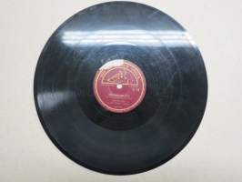 &quot;His Master´s Voice&quot; TJ 74 Maynie Sirén ja Ossi Malisen orkesteri Unohtumaton ilta / Jussin tango - savikiekkoäänilevy / 78 rpm record