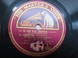 &quot;His Master´s Voice&quot; X 2804 Mieskuoro laulu-miehet Armaasta erotessa / Oi jos ilta joutuisi / Lohdutus - savikiekkoäänilevy / 78 rpm record