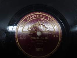 &quot;His Master´s Voice&quot; TJ 4 Nekalan tyttökuoro ja jousiyhtye Mä oksalla ylimmällä / Kesäilta-valssi - savikiekkoäänilevy / 78 rpm record