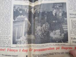 Dagens nyheter 28.8.1945, Hela öriket följde &quot;Ålands okrönte kung&quot; till graven