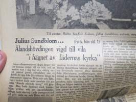 Dagens nyheter 28.8.1945, Hela öriket följde &quot;Ålands okrönte kung&quot; till graven