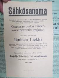 Sähkösanoma - Kauppalan uuden elävienkuvien teatterin avajaiset - &quot;Ikuinen liekki&quot; (Norma Talmadge), Loimaa -elokuvajuliste