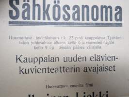 Sähkösanoma - Kauppalan uuden elävienkuvien teatterin avajaiset - &quot;Ikuinen liekki&quot; (Norma Talmadge), Loimaa -elokuvajuliste