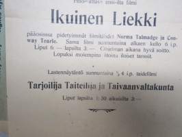 Sähkösanoma - Kauppalan uuden elävienkuvien teatterin avajaiset - &quot;Ikuinen liekki&quot; (Norma Talmadge), Loimaa -elokuvajuliste