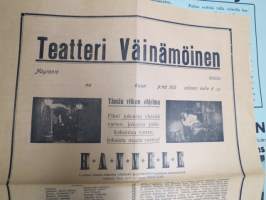 Teatteri Väinämöinen - &quot;Hannele&quot;, 5-rivisen harmonikan soittoa, tanssia, Loimaa 1927 -elokuvajuliste