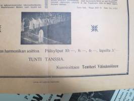 Teatteri Väinämöinen - &quot;Hannele&quot;, 5-rivisen harmonikan soittoa, tanssia, Loimaa 1927 -elokuvajuliste