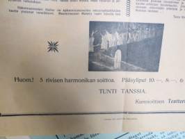 Teatteri Väinämöinen - &quot;Hannele&quot;, 5-rivisen harmonikan soittoa, tanssia, Loimaa 1927 -elokuvajuliste