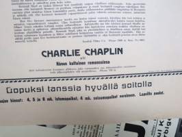 Teatteri Kullervo - Elävätkuvat - &quot;Vakoilija&quot; - Charlie Chaplin eli Hänen romanssinsa, 1922 -elokuvajuliste mykkäfilmiajalta