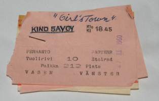 2 Paikkalippua Kino Savoy 2 elokuvalippua 27.2.1960