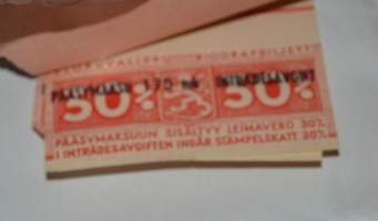 2 Paikkalippua Kino Savoy 2 elokuvalippua 27.2.1960