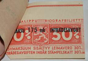 2 Paikkalippua Kino Savoy 2 elokuvalippua 27.2.1960