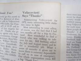 Veljeysviesti - The Message of Brotherhood 1972 nr 12 - The United Finnish Kaleva Brothers and Sisters - Yhdistyneet Suomalaiset Kaleva Veljet ja Sisaret