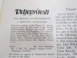 Veljeysviesti - The Message of Brotherhood 1972 nr 12 - The United Finnish Kaleva Brothers and Sisters - Yhdistyneet Suomalaiset Kaleva Veljet ja Sisaret