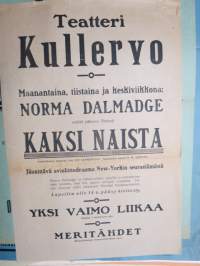 Teatteri Kullervo - Norma Talmadge - Kaksi Naita / Yksi vaimo liikaa / Meritähdet -elokuvajuliste / movie poster