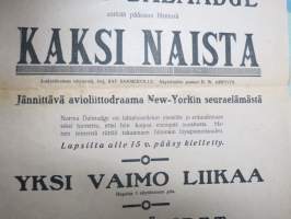 Teatteri Kullervo - Norma Talmadge - Kaksi Naita / Yksi vaimo liikaa / Meritähdet -elokuvajuliste / movie poster