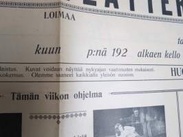 Biografiteatteri, Loimaa - 1926, &quot;Hannele&quot;, Soittoa näytöksen aikana - 6-riv. harmonikan soittaja N. Kulonen, Tanssia -elokuvajuliste / movie poster