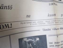 Biografiteatteri, Loimaa - 1926, &quot;Hannele&quot;, Soittoa näytöksen aikana - 6-riv. harmonikan soittaja N. Kulonen, Tanssia -elokuvajuliste / movie poster