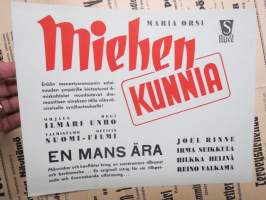 Miehen kunnia, ohjaus Ilmari Unho, Joel Rinne, Irma Seikkula, Hilkka Helinä, Reino Valkama -elokuvajuliste / movie poster