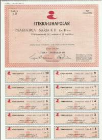 Itikka-Lihapolar Oy, Srj K II Litt H 10 000x10 mk , osakekirja, Kuopio 28.6.1991