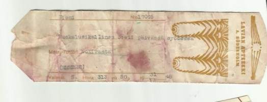 Lavian Apteekki  A Söderholm, resepti  signatuuri  1969