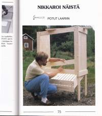 Omassa verstaassa, 1992. 29 erilaista nikkarointiohjetta korulippaasta huvimajaan. Vaativuustaso, työkalut ja tarvikkeet korvamerkitty