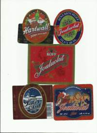 Jouluolut etikettejä 5 erilaista -  olutetiketti