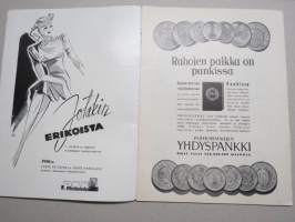 Eeva 1941 nr 5 kansikuva Teodora Lagerborg oopperamme kaunis ballerina, Äitini, Baletti akvaariossa, Poikamiesten kylä Serbiassa, Satamakaupungin teatteriväkeä, ym.